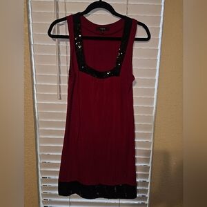 Express Women's Red Sequin Trim Top